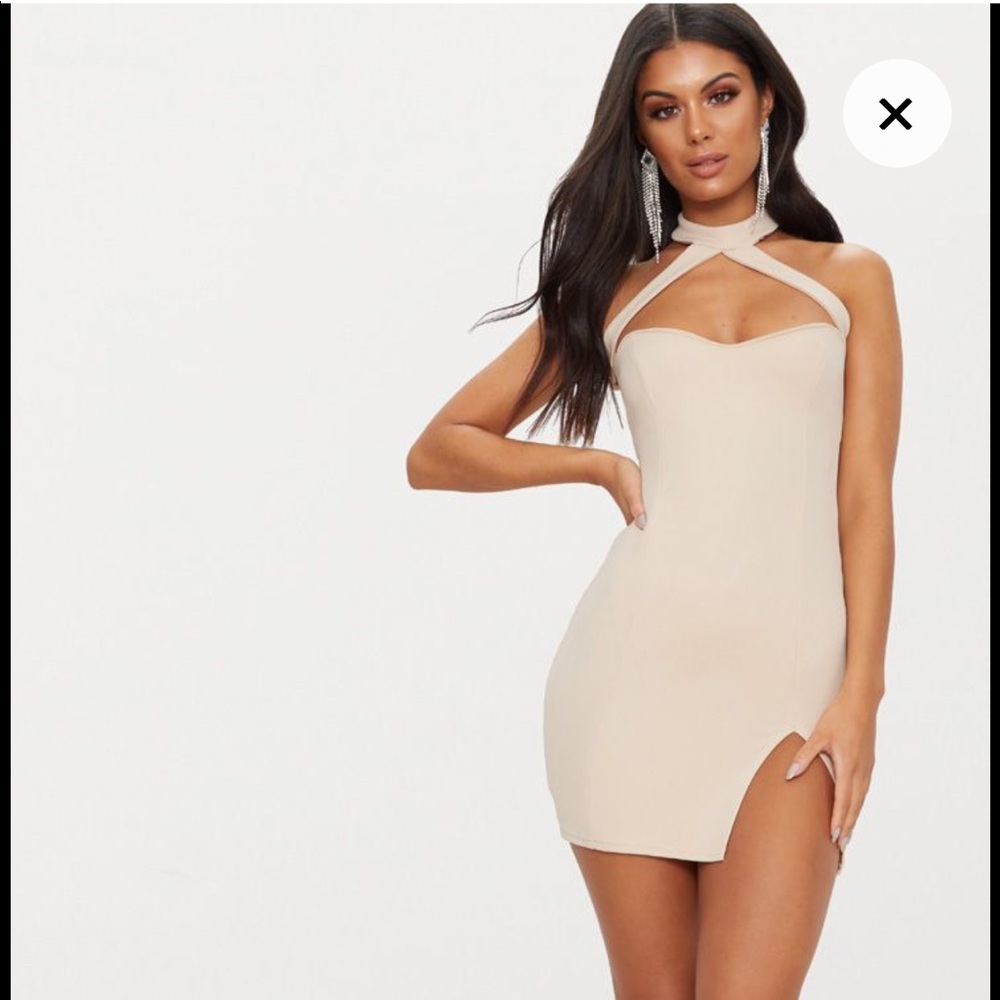 Tan choker dress